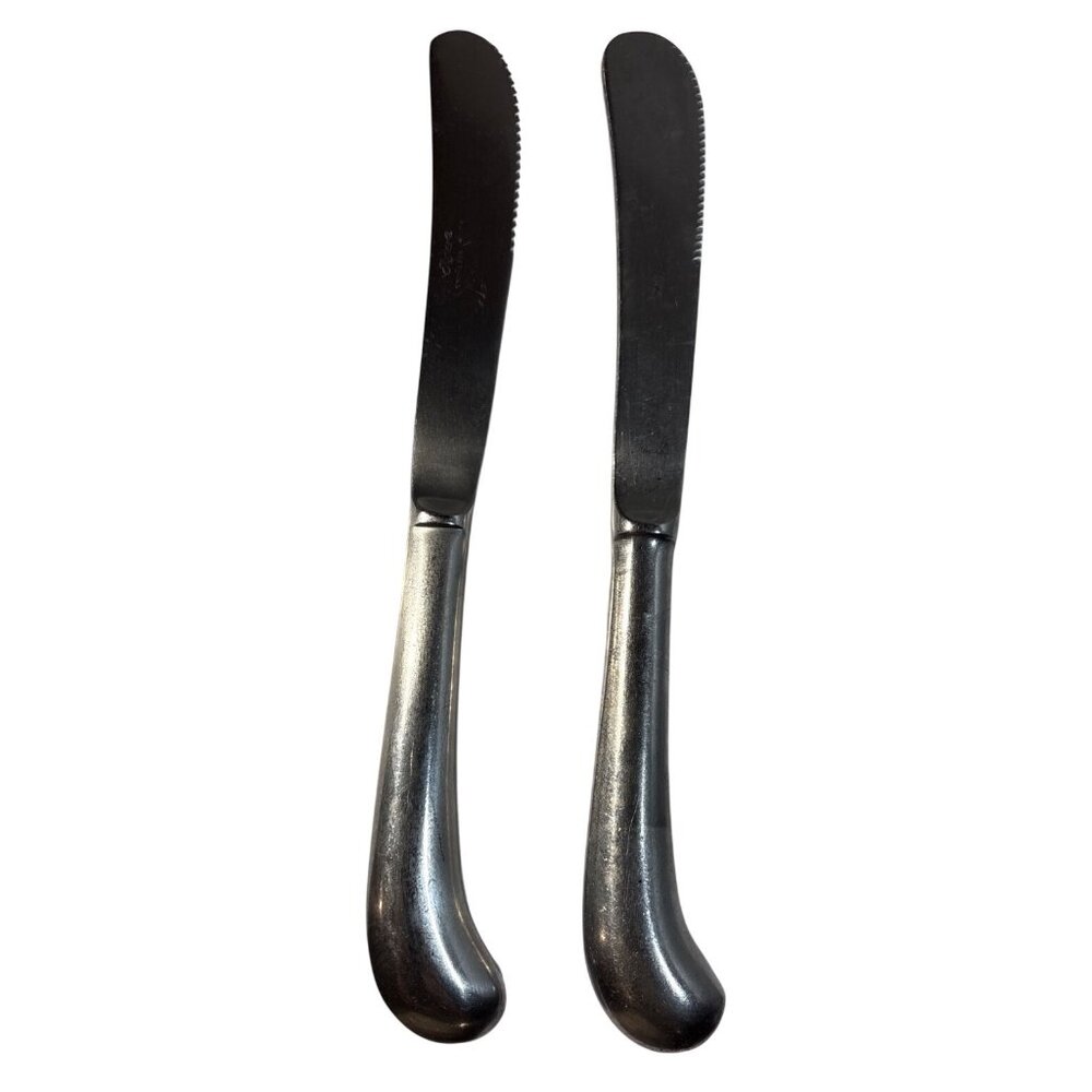 Rogers Co Korea Table Knives Jefferson Manor Stainless Pistol Handle 9" Set Of 2